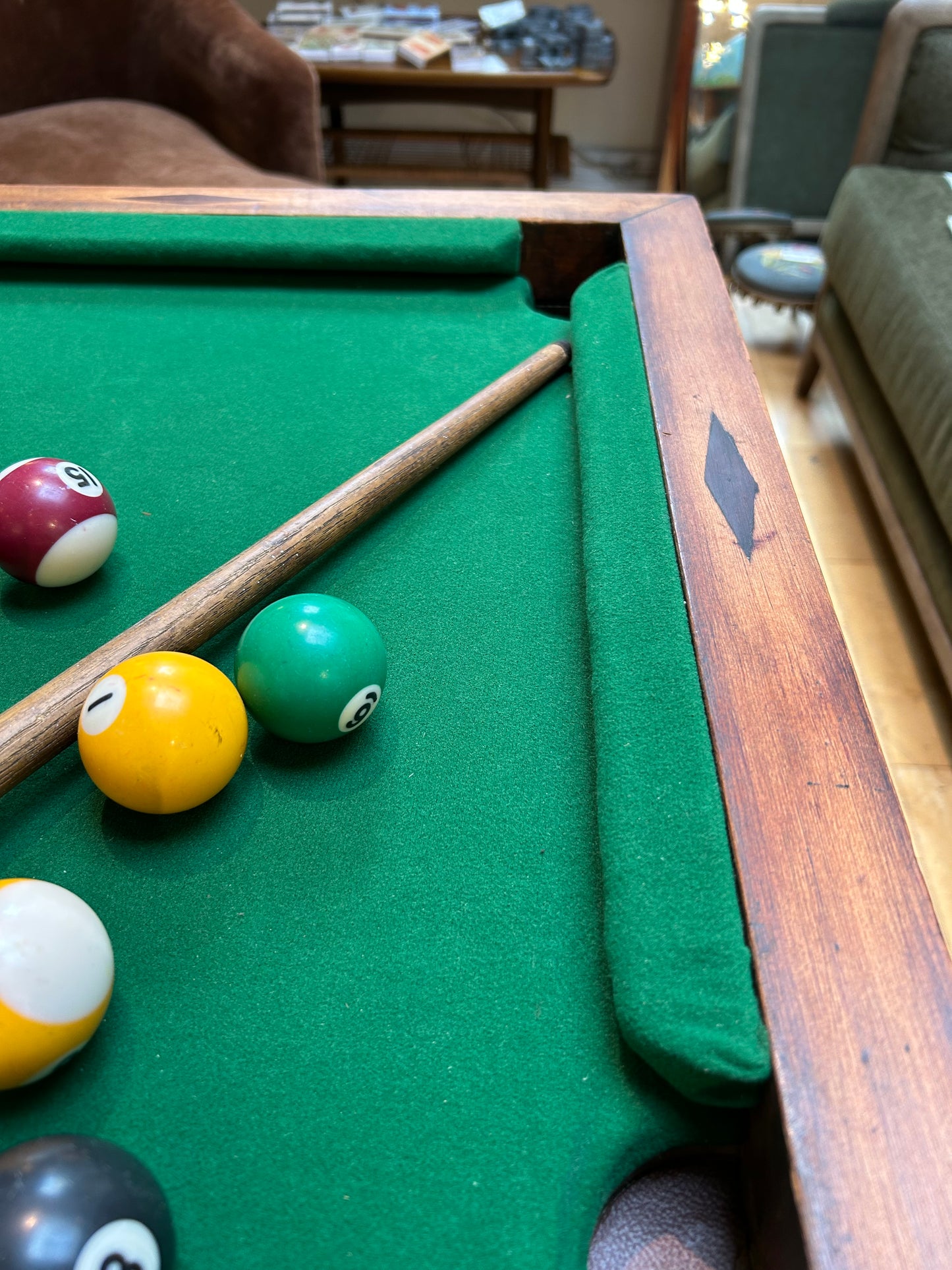 Antique Mini Pool Table w/ Stone Surface