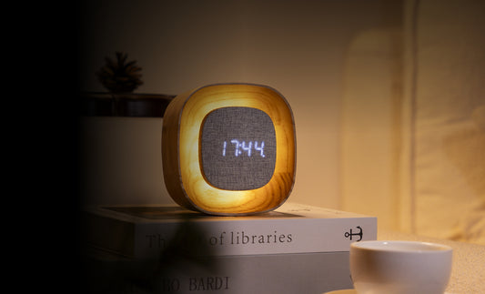 Lumos Square White Ash Rechargeable Clock