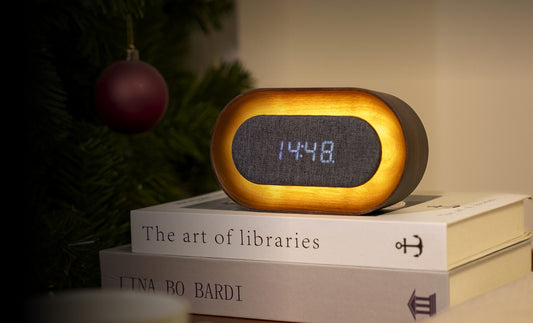 Lumos Oval Walnut Rechargeable Clock