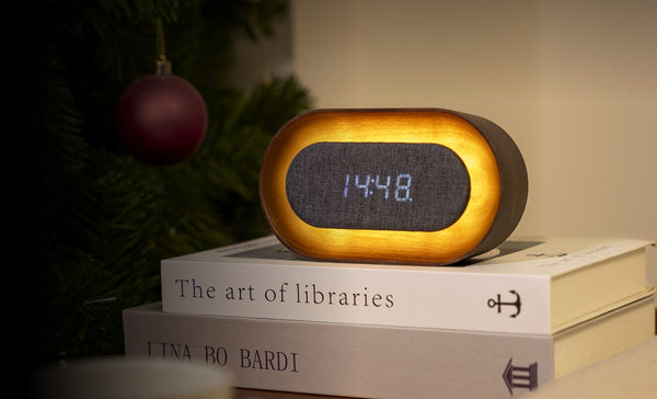 Lumos Oval Walnut Rechargeable Clock