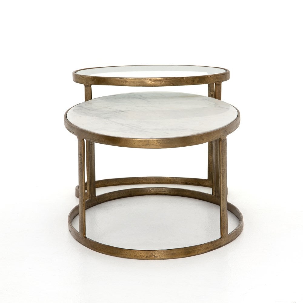 Marble, Glass and Brass Finished Nesting Coffee Table