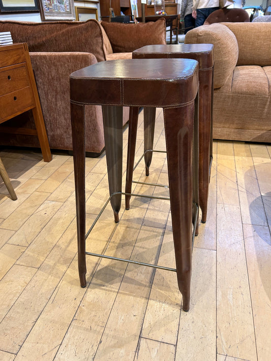 Pair of Leather Bar Stools