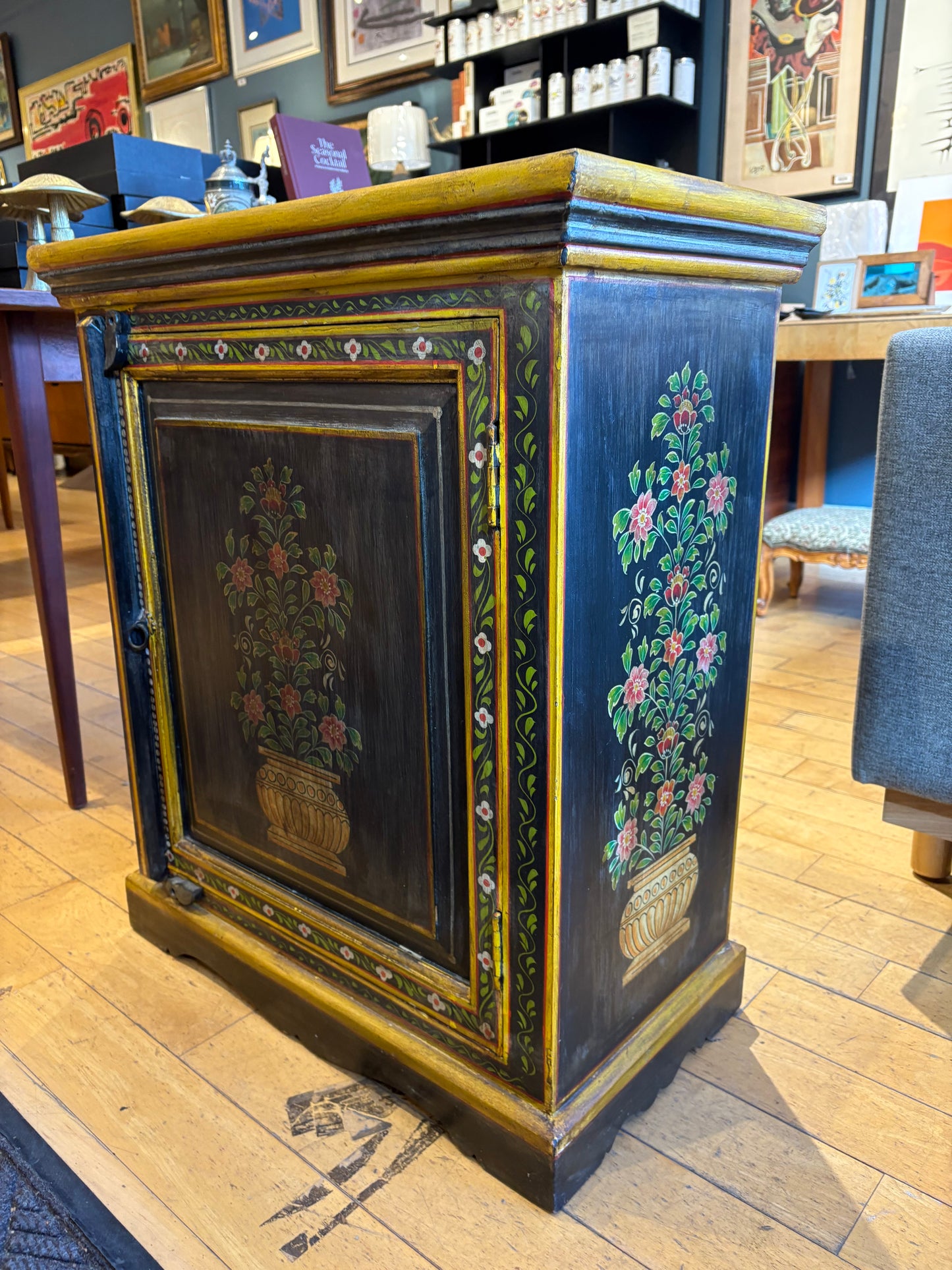 Painted Black and Gold Cabinet