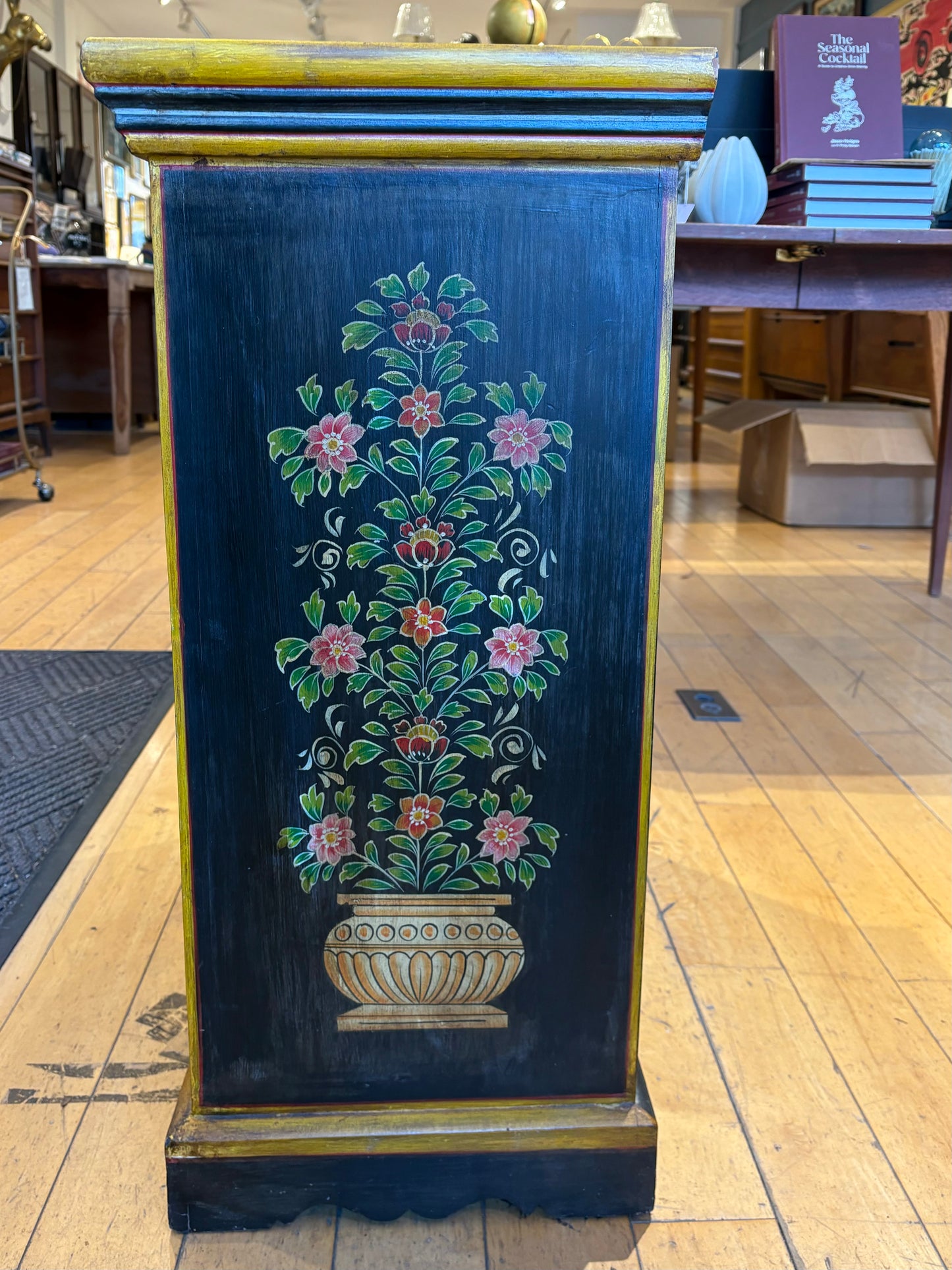 Painted Black and Gold Cabinet