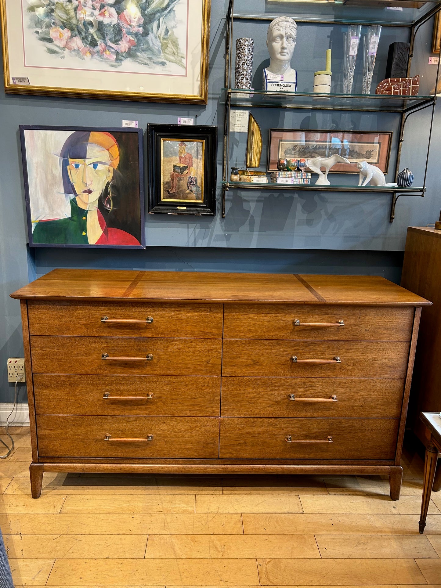 Henredon Walnut 8 Drawer Low Dresser