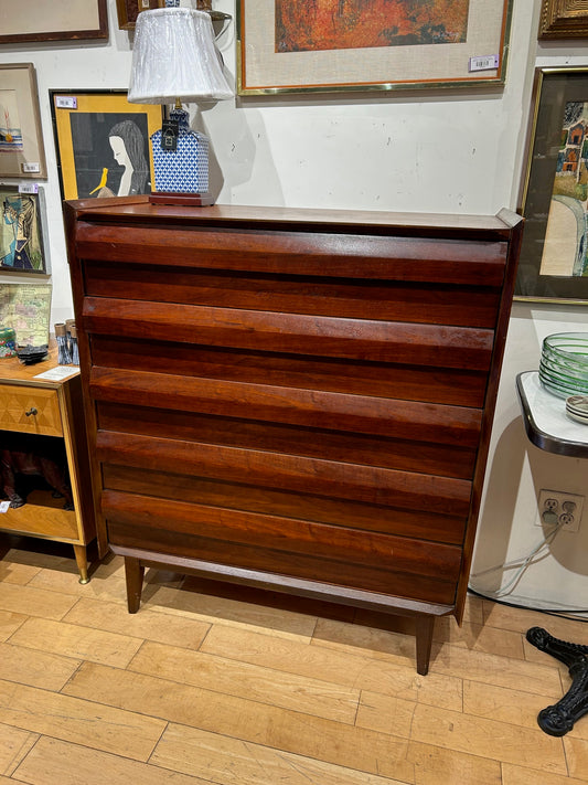 Dark Walnut 5 Drawer Dresser with Wood Pulls