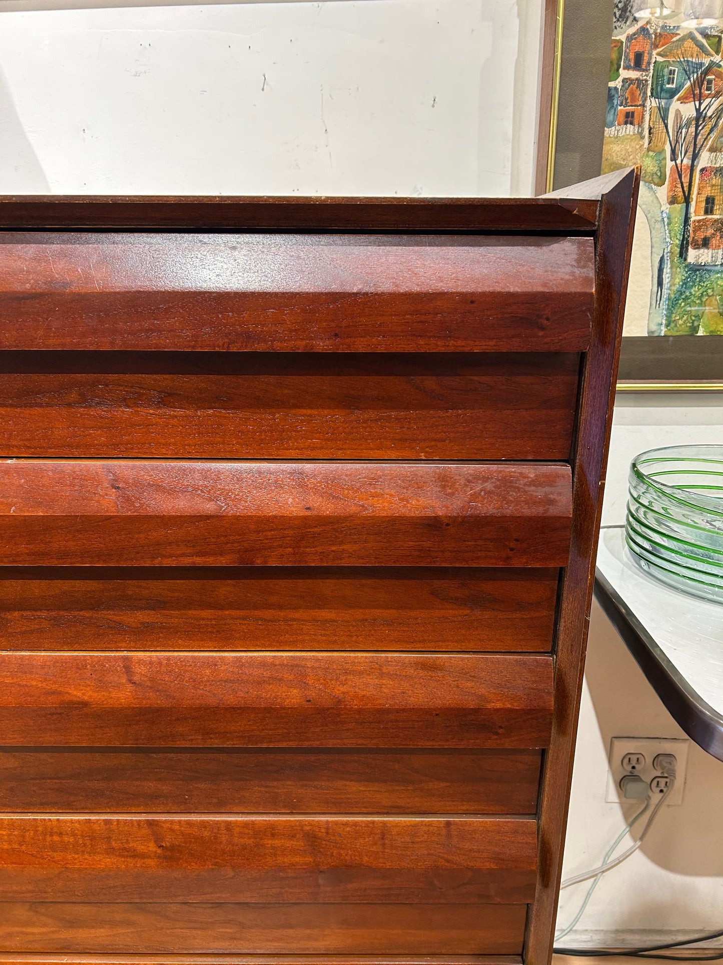 Dark Walnut 5 Drawer Dresser with Wood Pulls