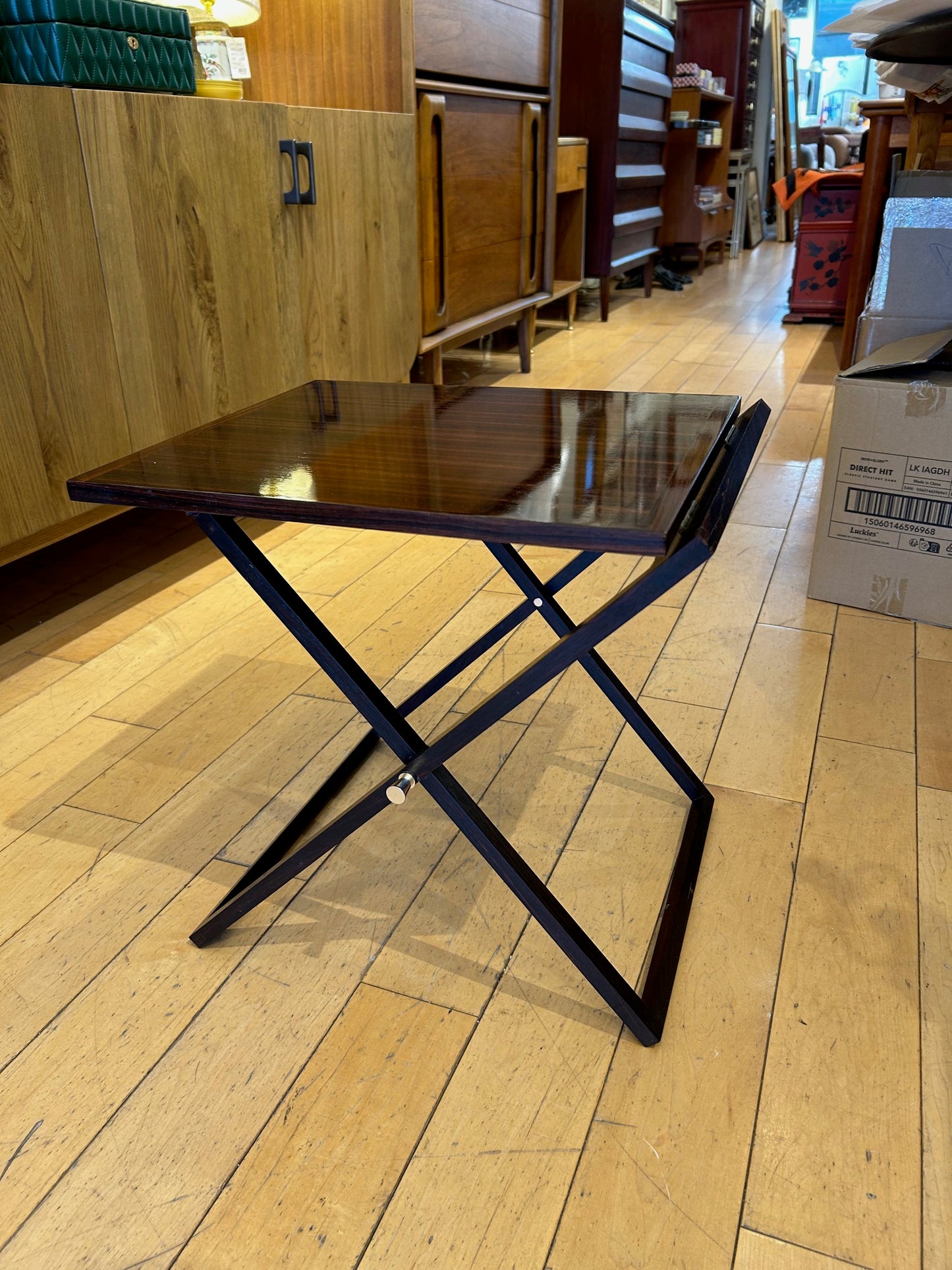 Danish Rosewood Table with 3 Folding Side Tables