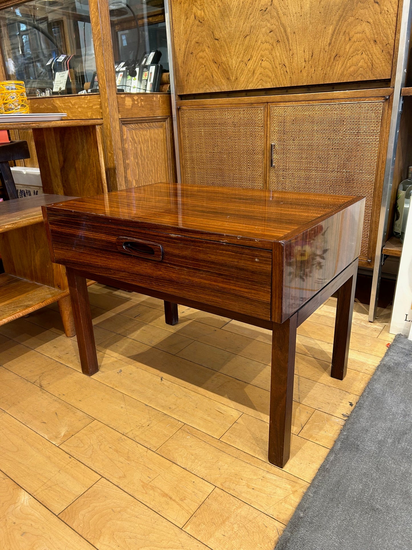 Danish Rosewood Table with 3 Folding Side Tables