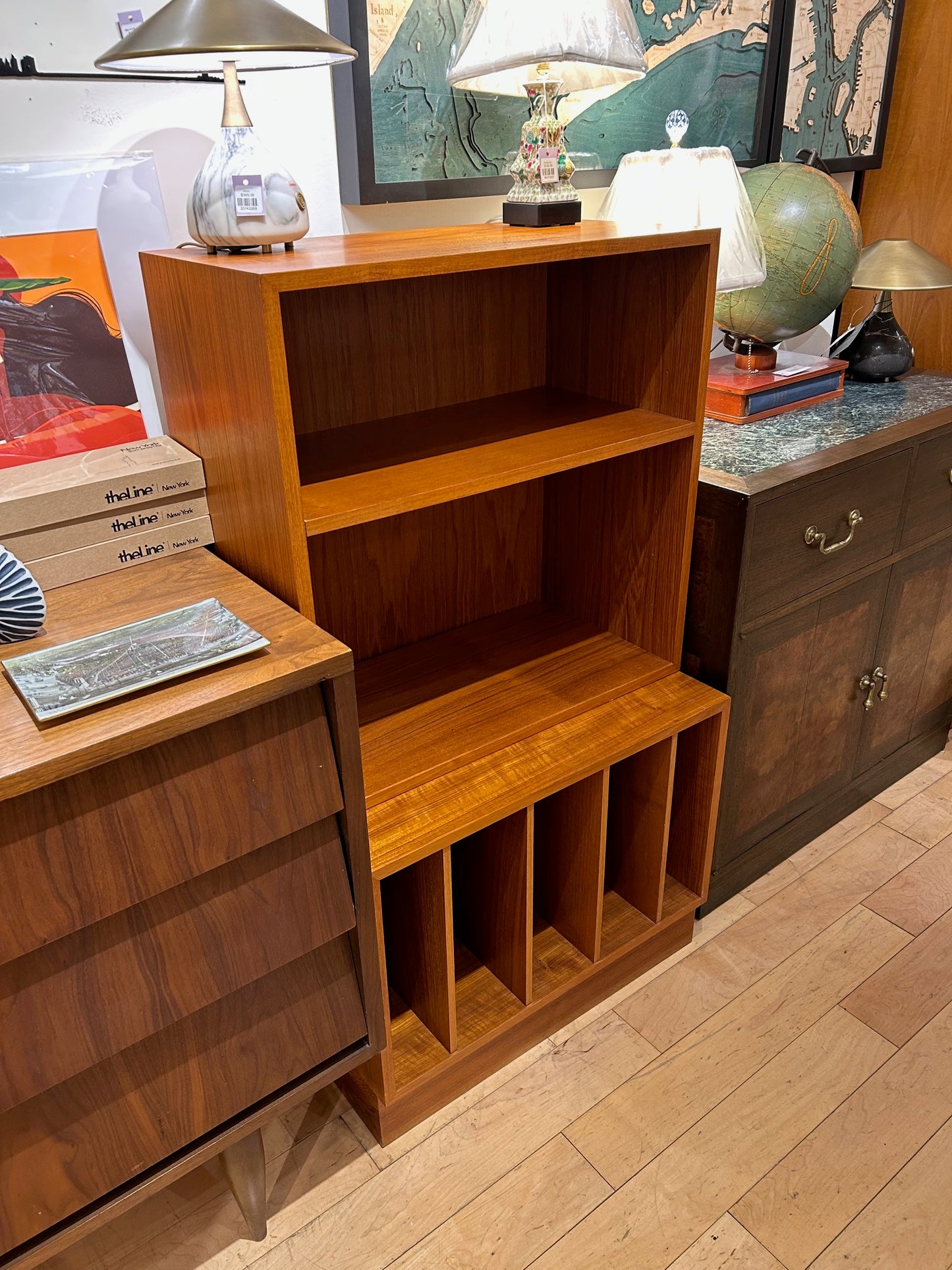 2 Piece Small Danish Teak Bookcase