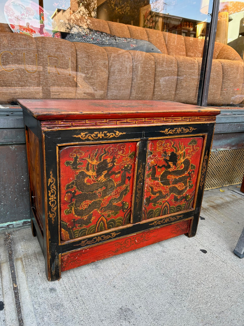 Antique Hand Painted Asian Low Chest