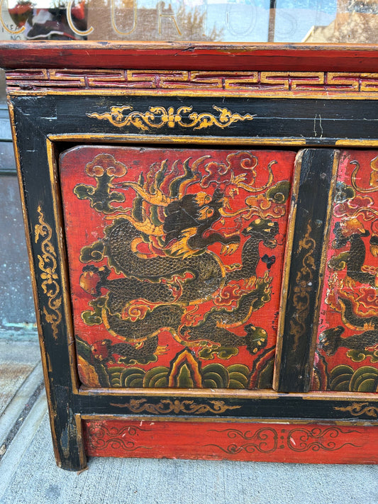 Antique Hand Painted Asian Low Chest