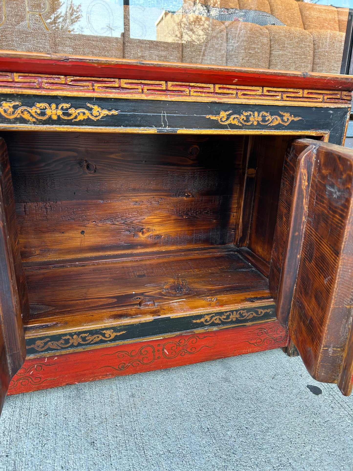 Antique Hand Painted Asian Low Chest