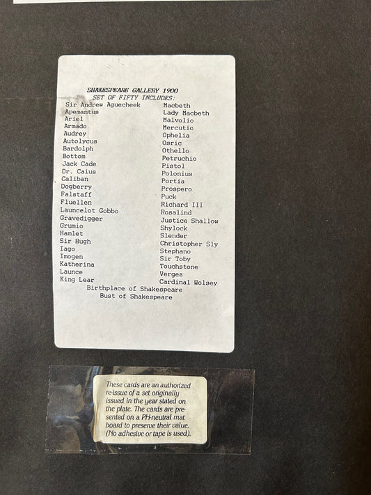 Shakespeare Gallery 1900 Cards