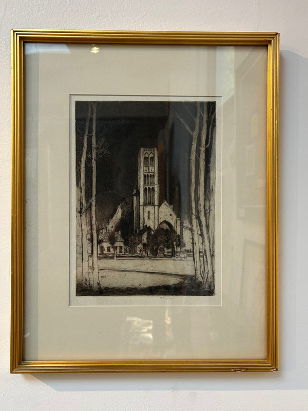 Original Etching Damme by D.Y. Cameron
