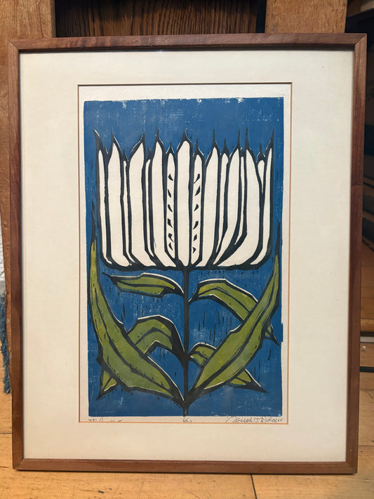 '65 Signed Joseph T. Dolce Flower Wood Block Print