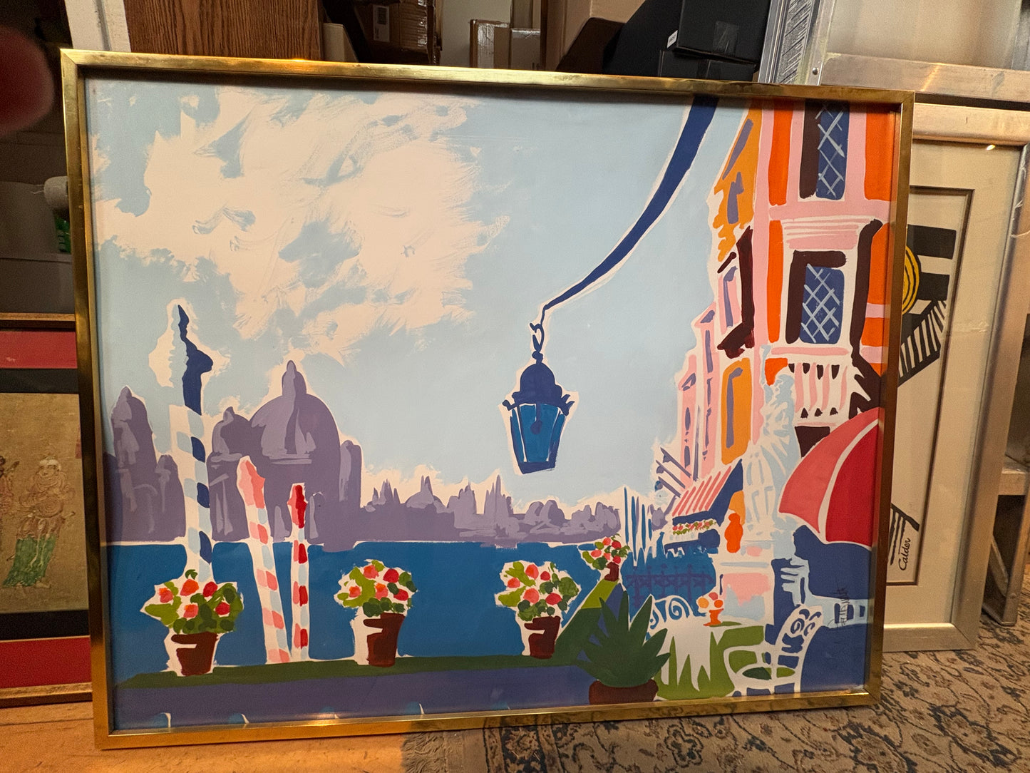 Signed Joe Pecsenke Canal Acrylic Painting