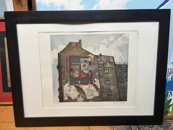 '83 Signed Building with Advertisement Screen Print