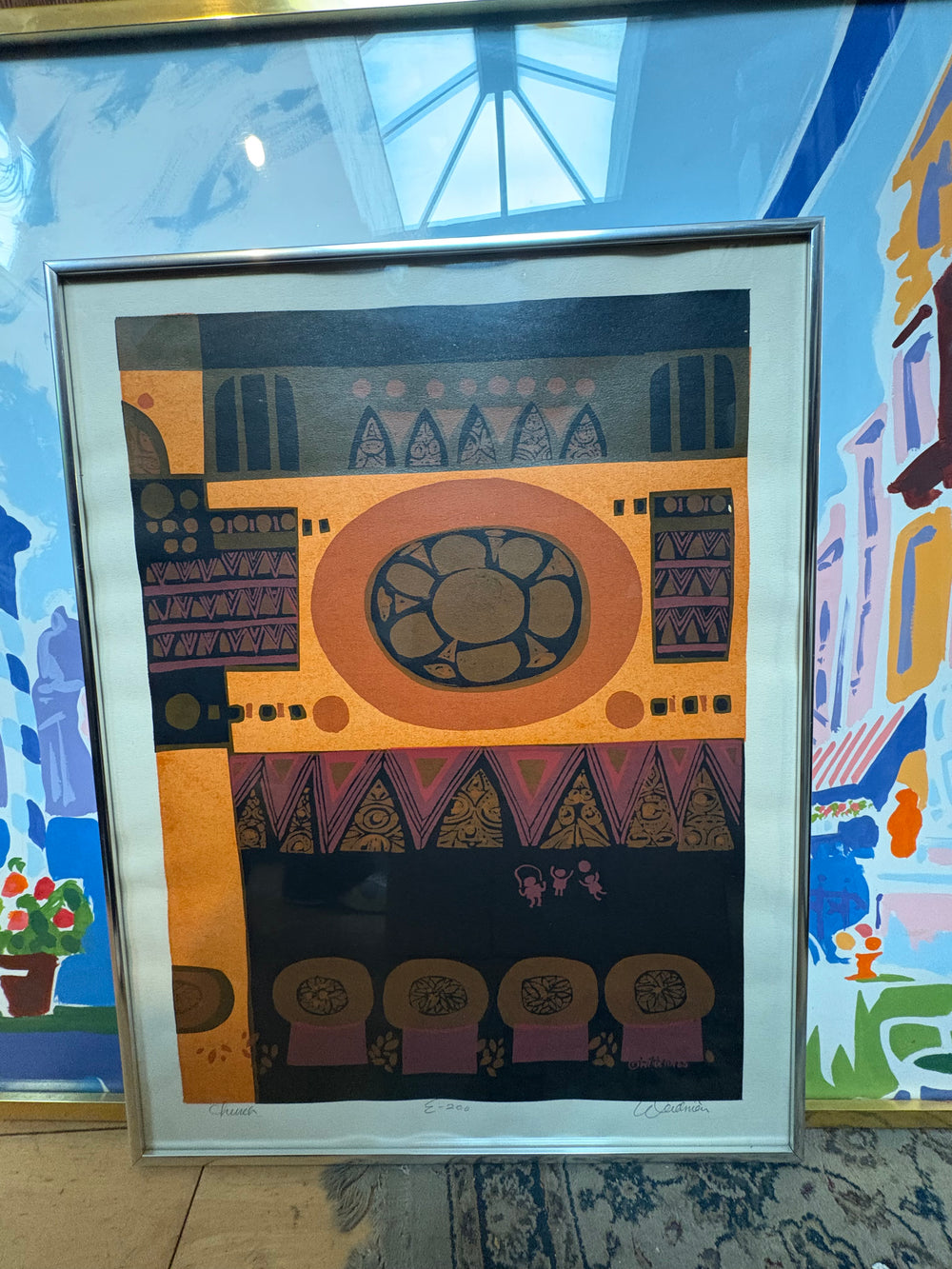 Signed Mid Century  David Weidman "Church" Screen Print