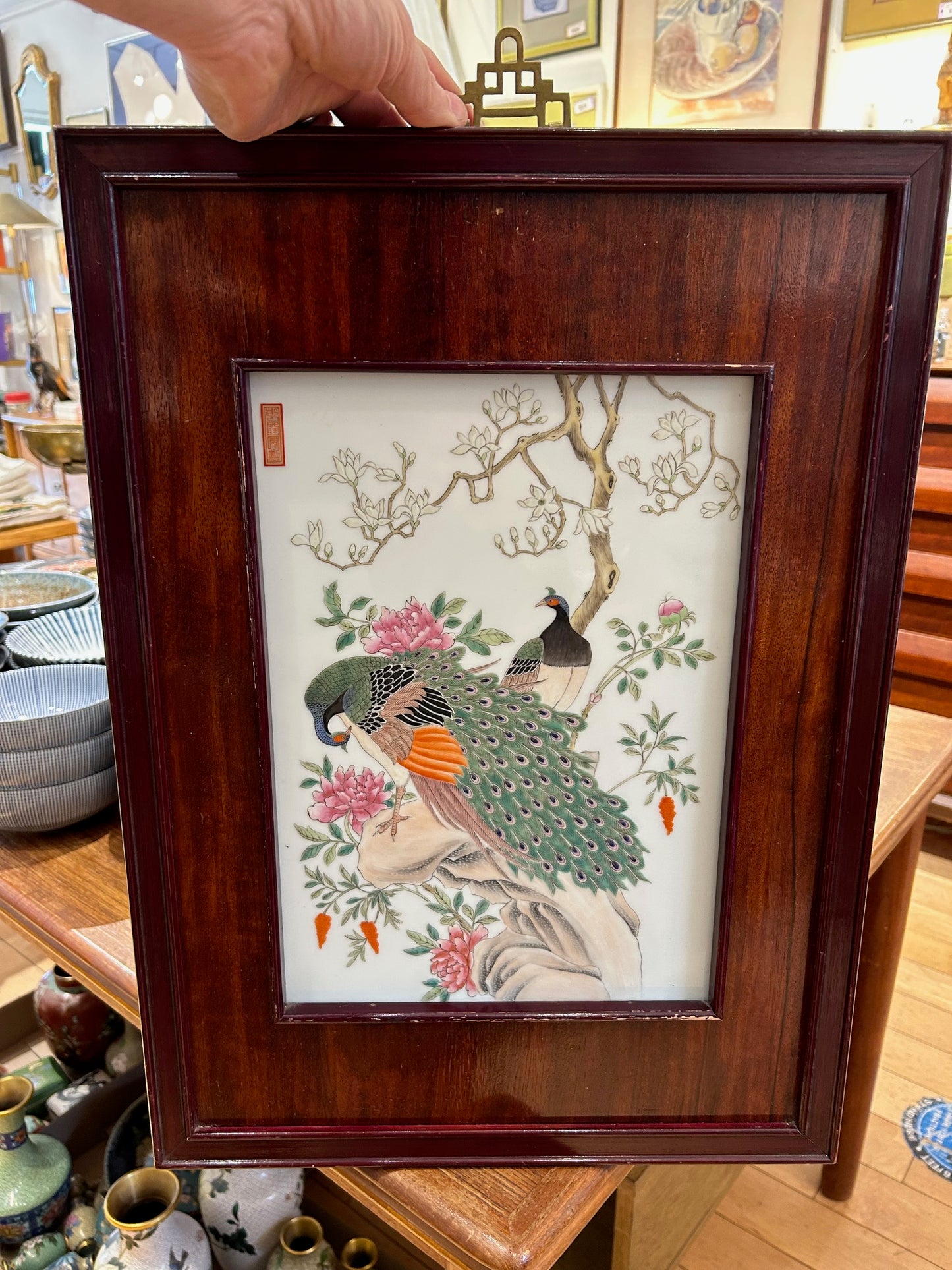 Porcelain Peacock Tile Art