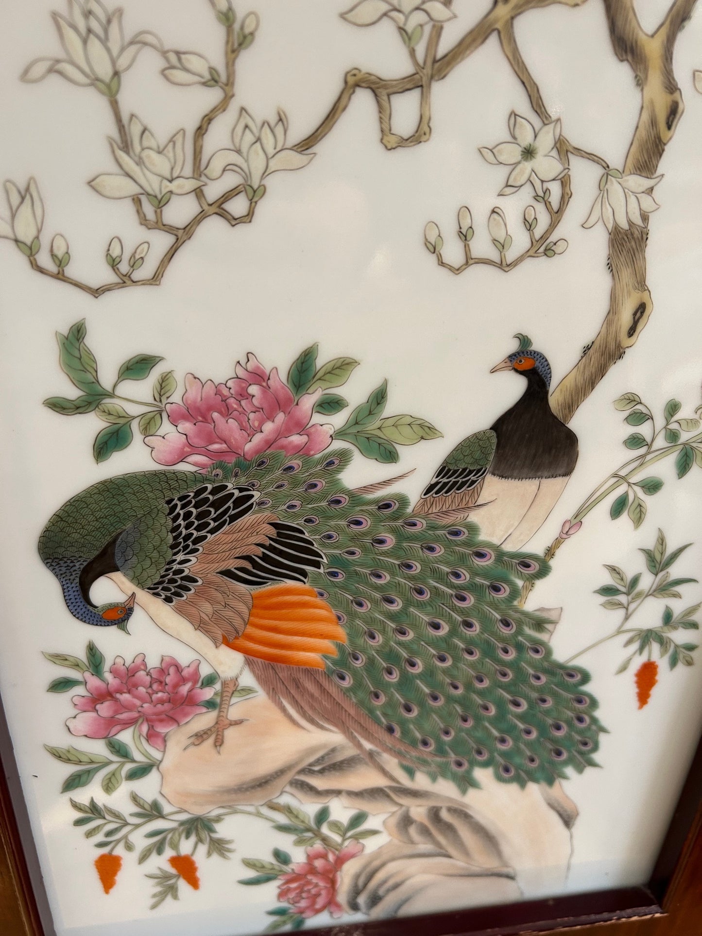 Porcelain Peacock Tile Art