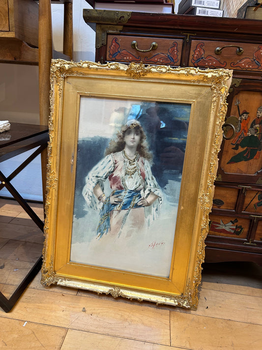Female Figure in Gold Ornate Frame