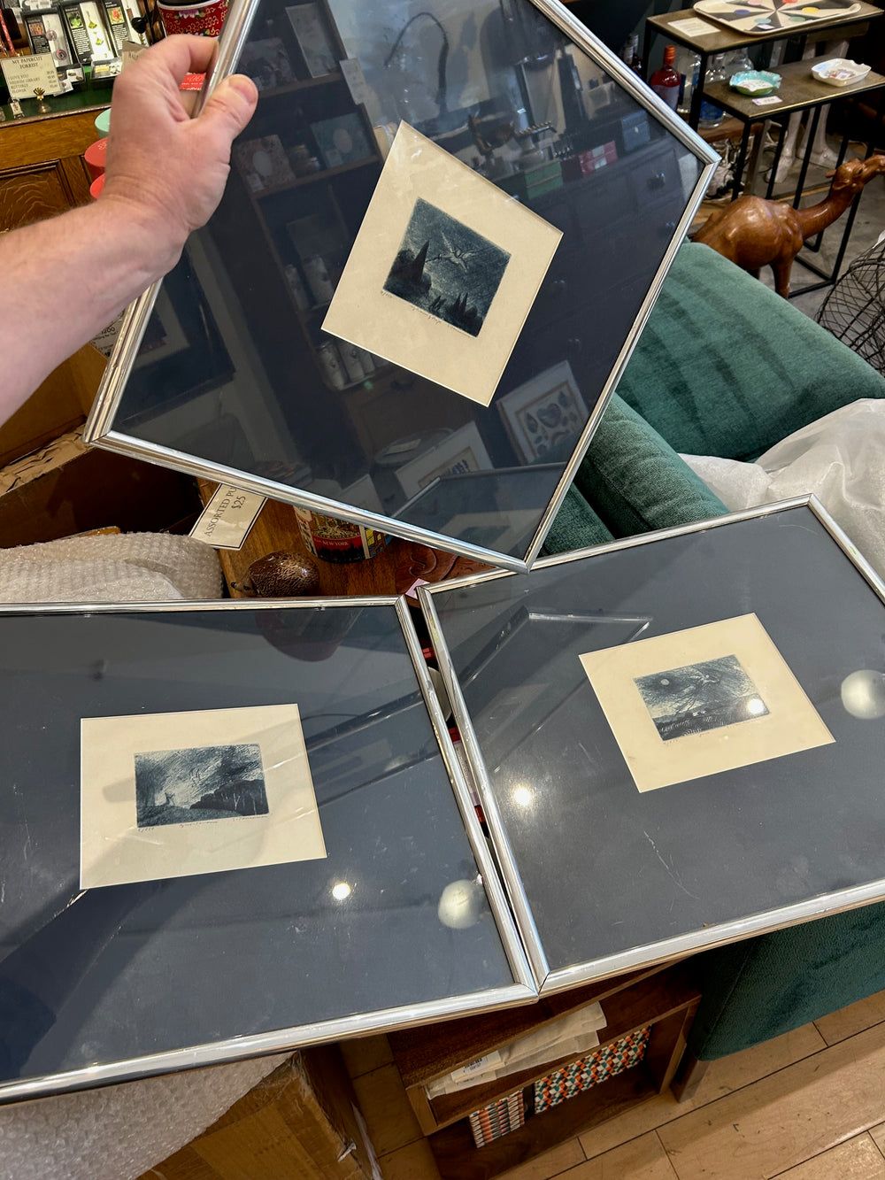 Blue Abstract Lithograph