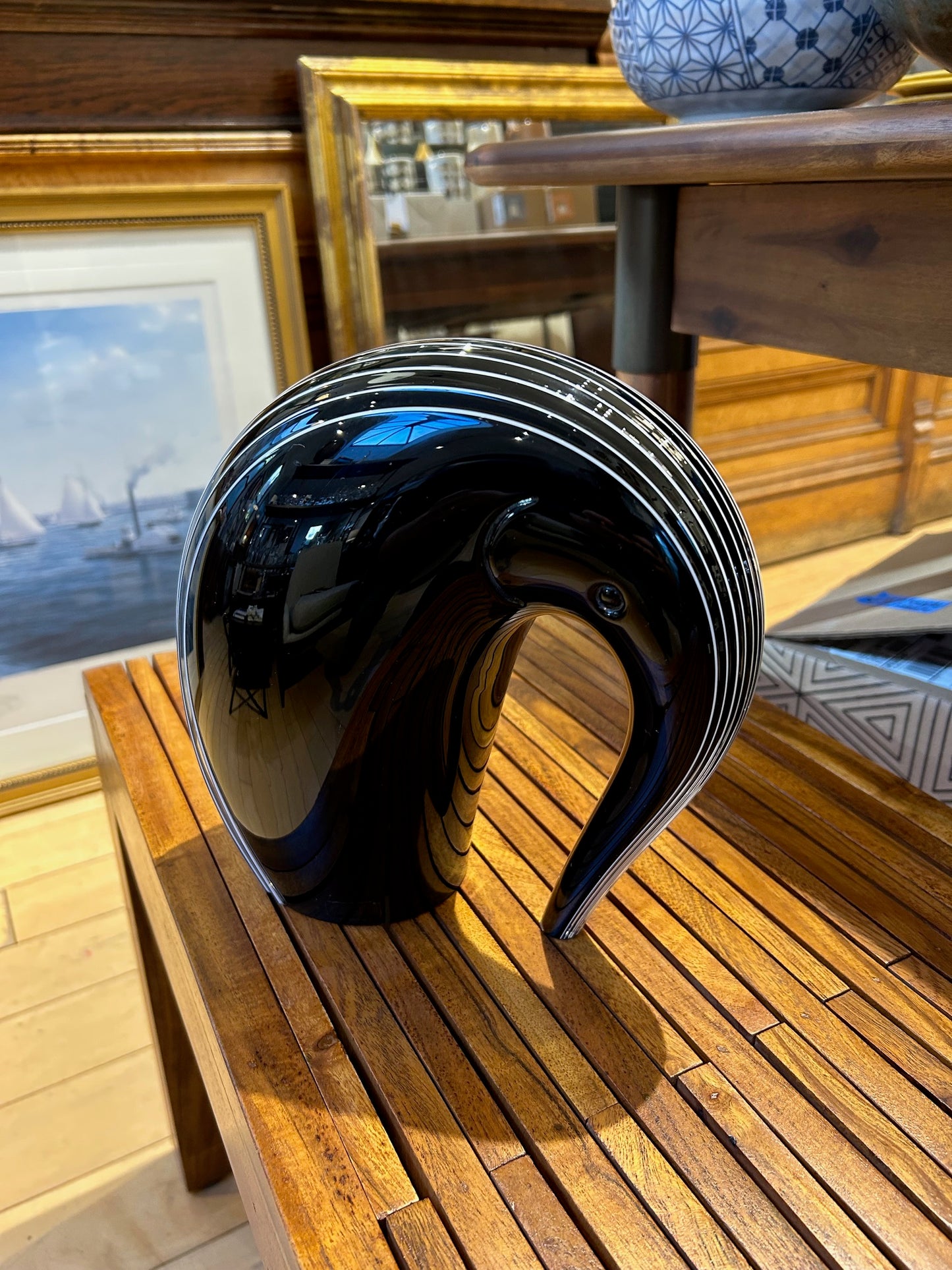 Dark Glass Elephant Sculpture by