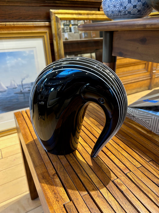 Dark Glass Elephant Sculpture by