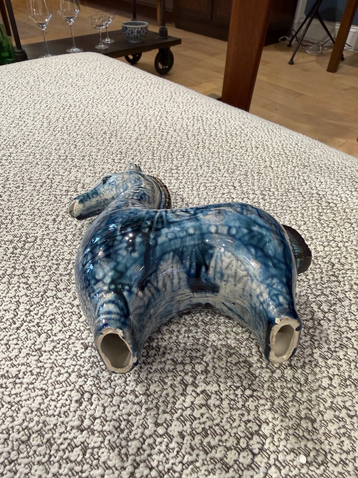 Blue Ceramic Pottery Horse