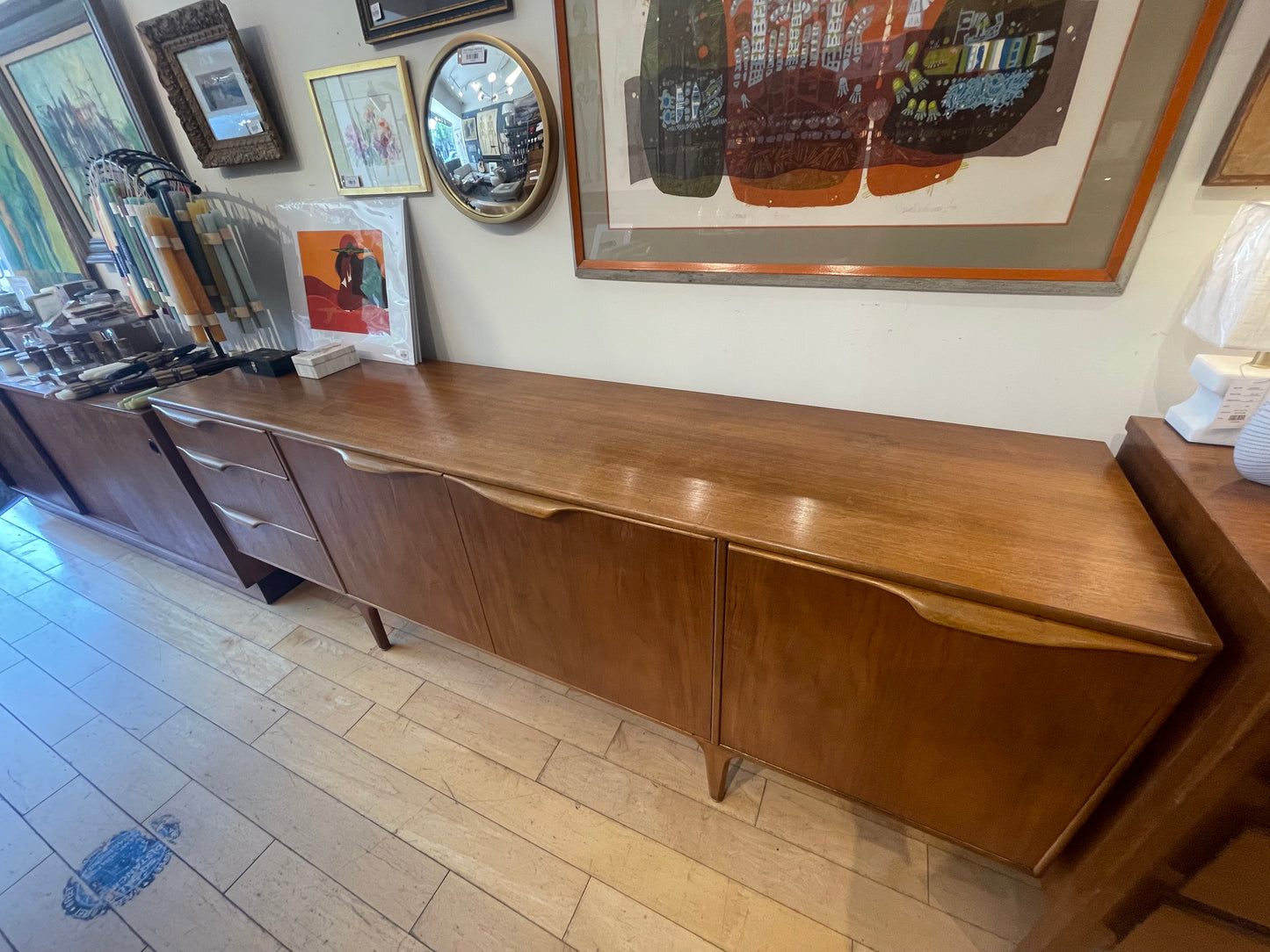 Long MidCentury Scottish Sideboard with Built in Bar Area