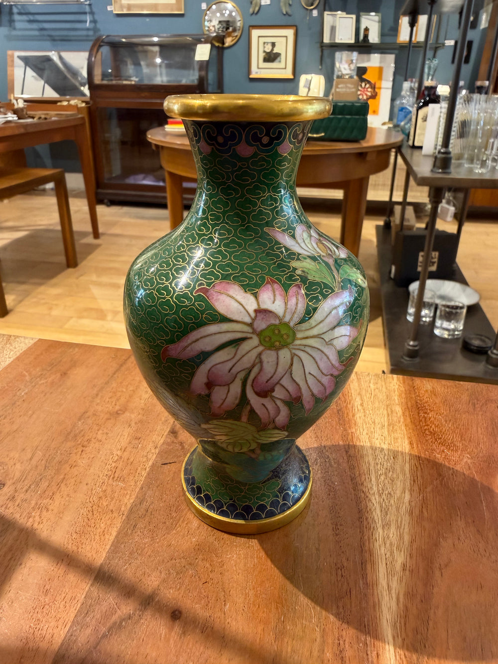 Medium Green Cloisonne Vase