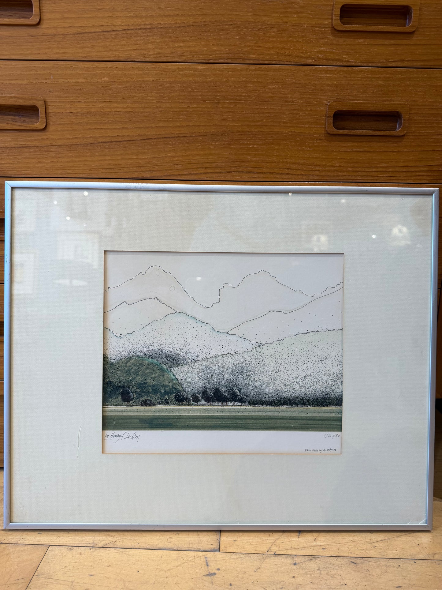 '80 Signed Henry F. Jackson Mountains Ink Drawing