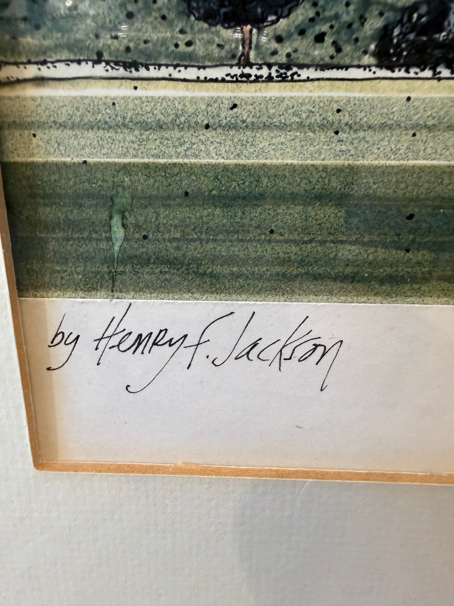 '80 Signed Henry F. Jackson Mountains Ink Drawing