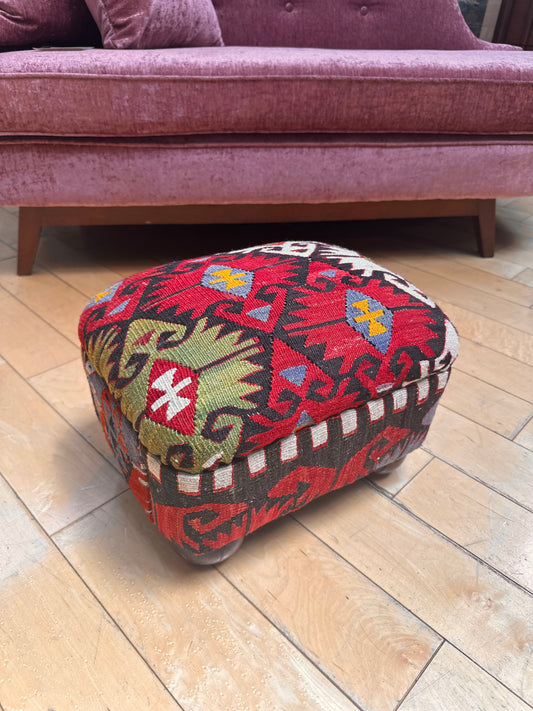 Colorful Textile Upholstered Footstool