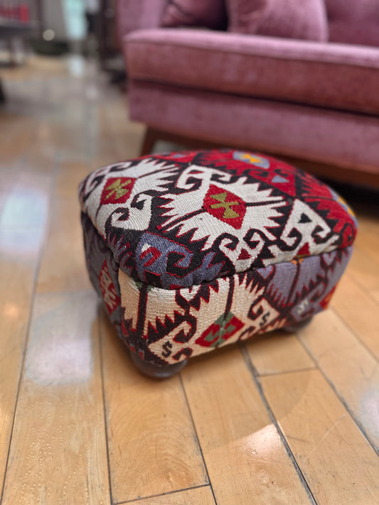 Colorful Textile Upholstered Footstool