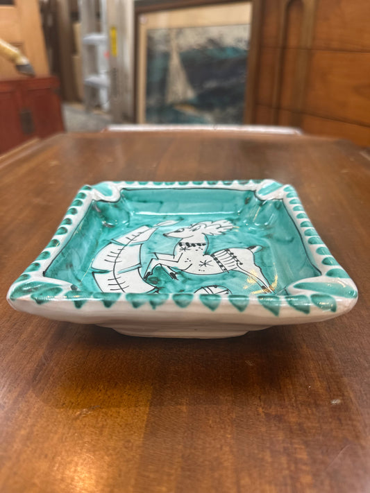 Italian Painted Square Ceramic Ashtray