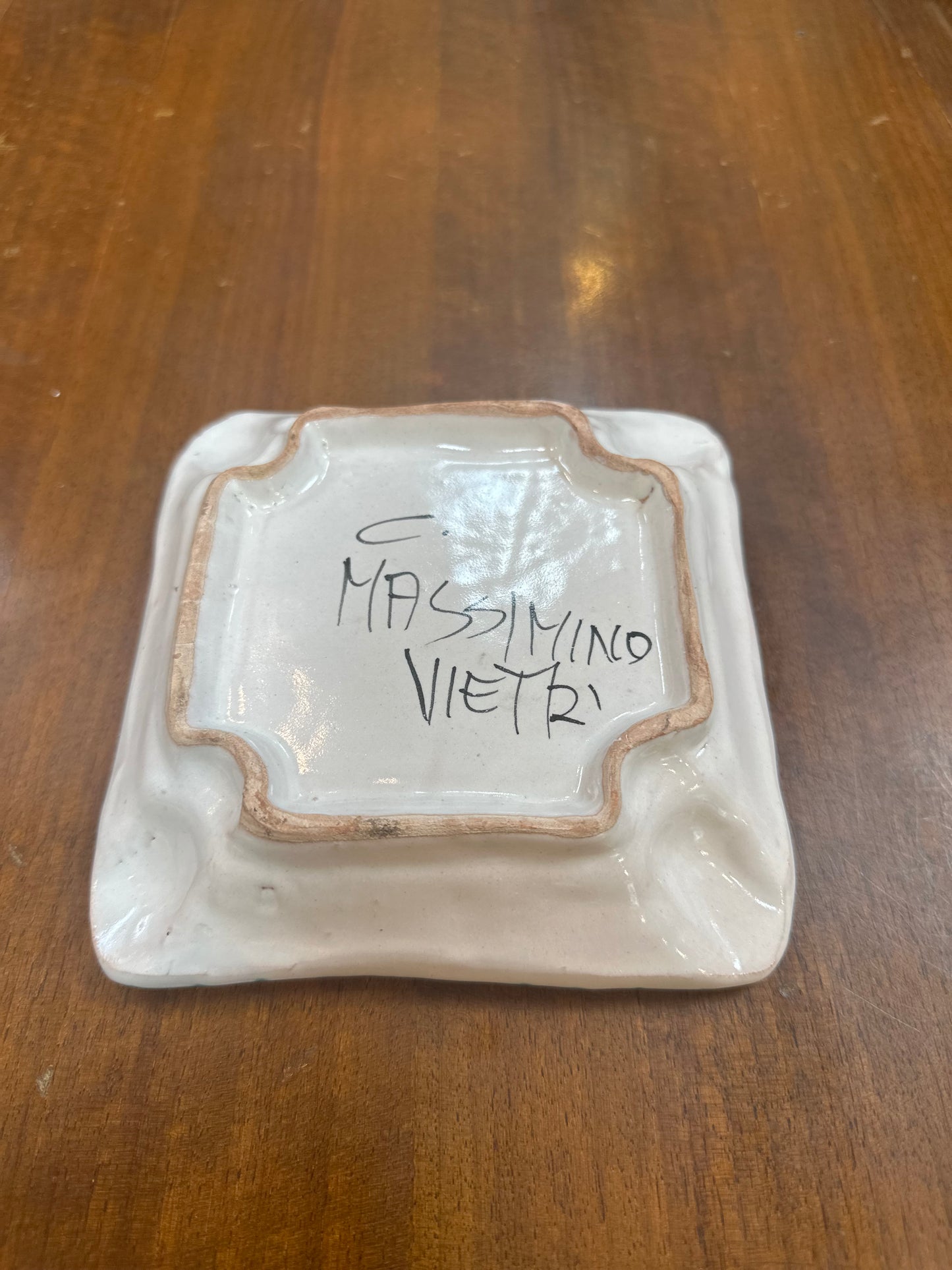 Italian Painted Square Ceramic Ashtray