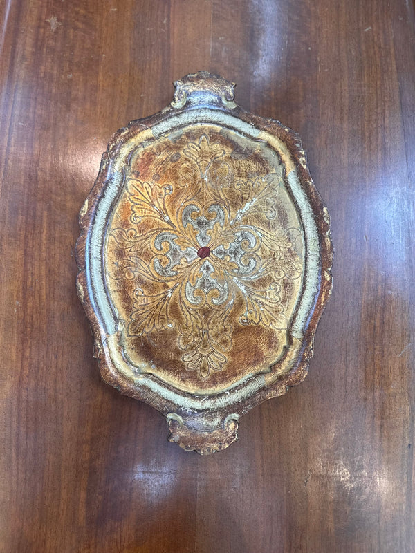 Ornate Gold Painted Wood Tray