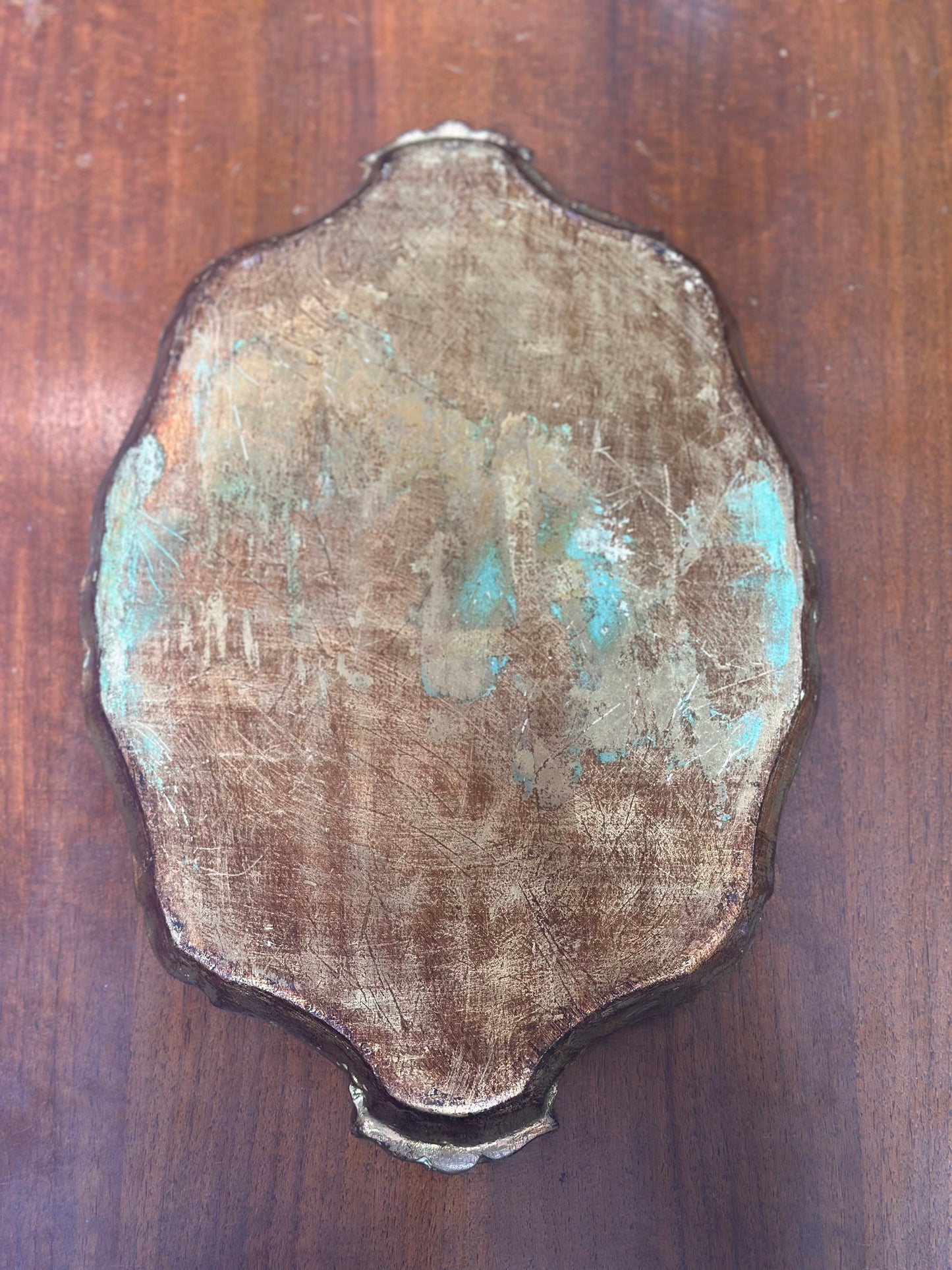 Ornate Gold Painted Wood Tray
