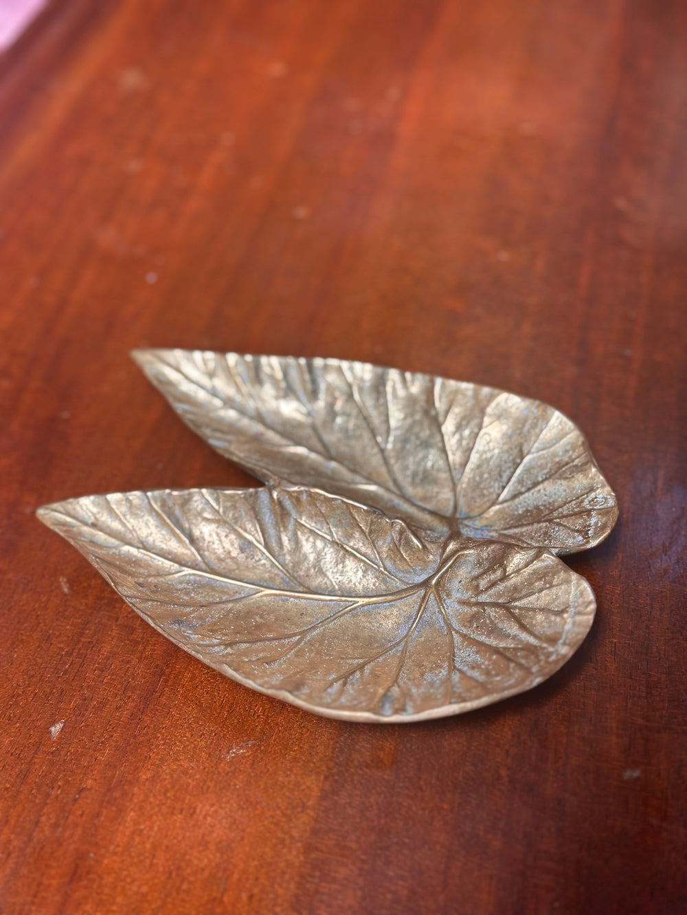 Vintage Brass Double Leaf Tray