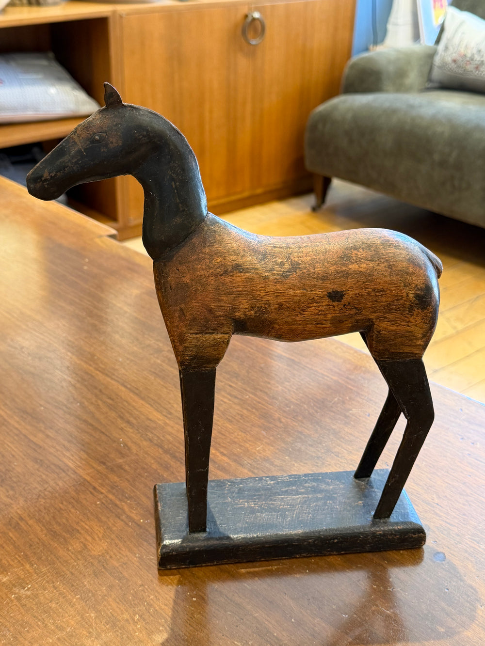 Wood and Metal Horse Figurine
