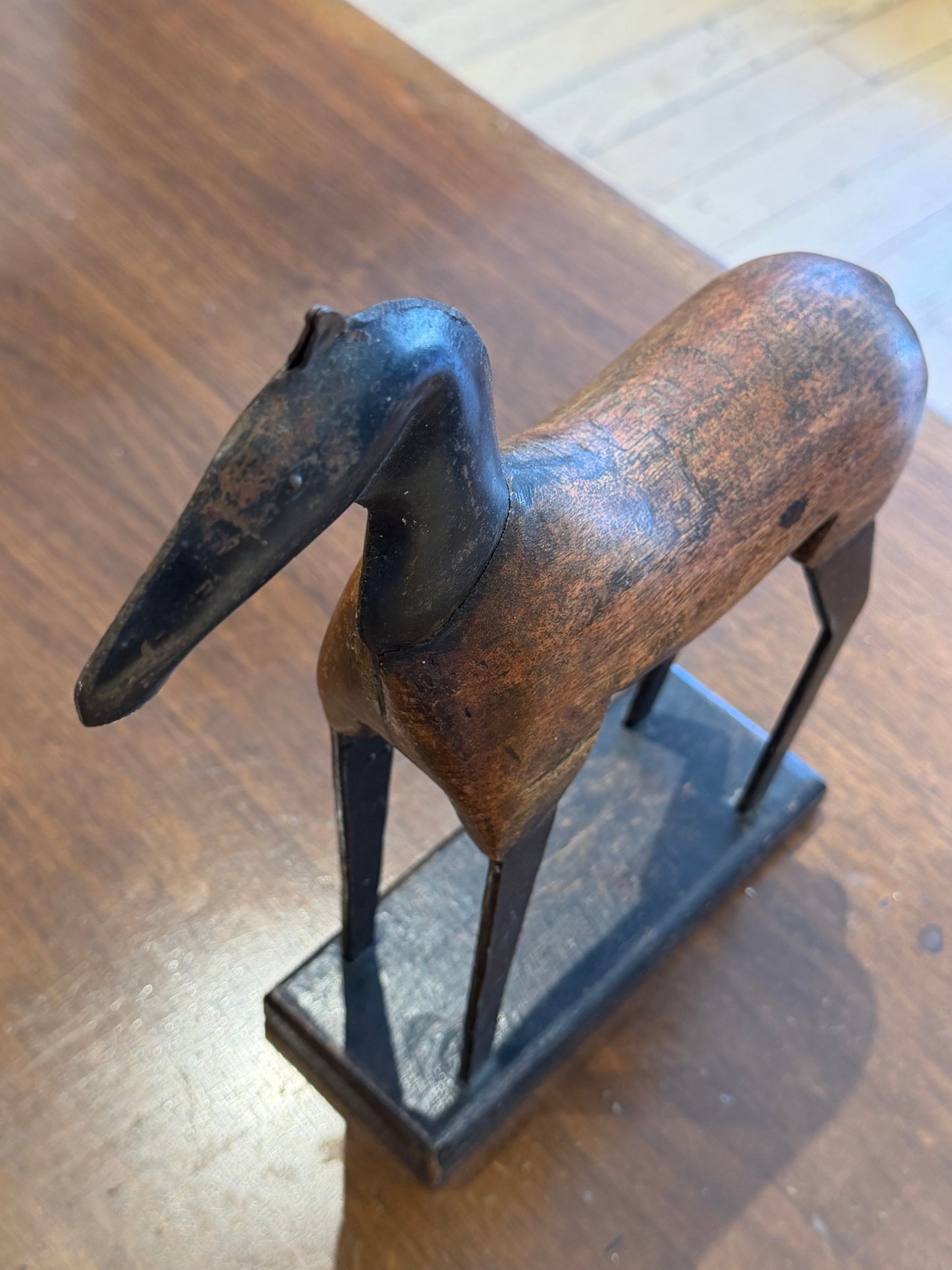 Wood and Metal Horse Figurine
