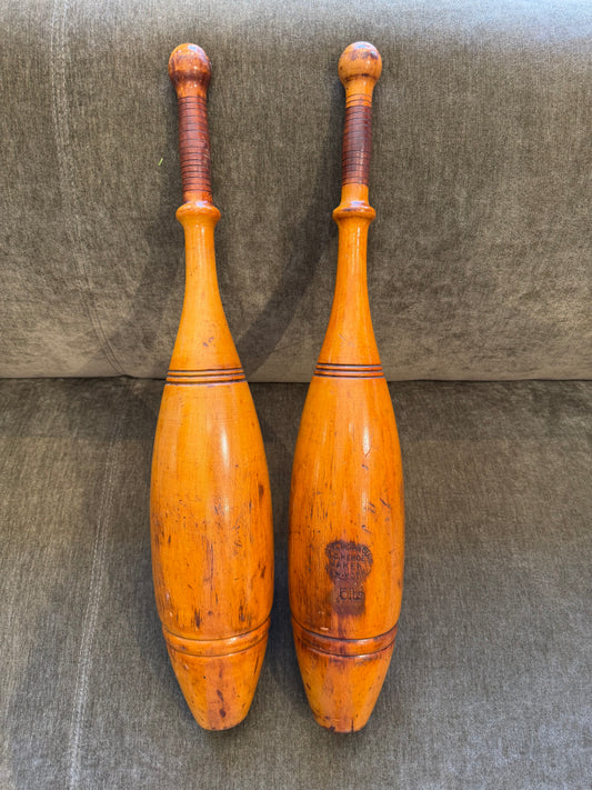 Pair of Antique Wooden Juggling Pins
