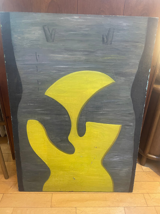 Large Abstract Yellow Symbol Painting
