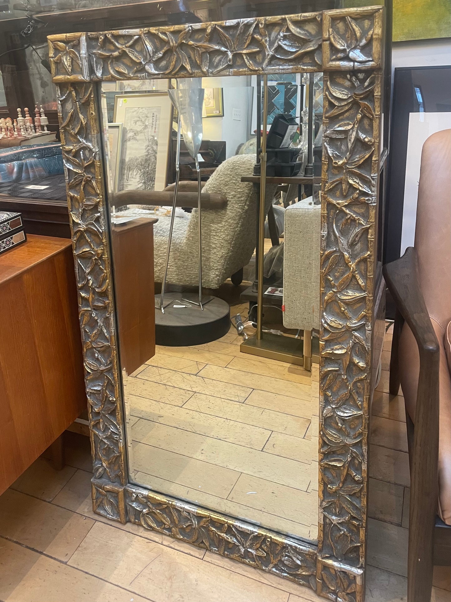 Vintage Mirror with Bamboo Pattern Frame