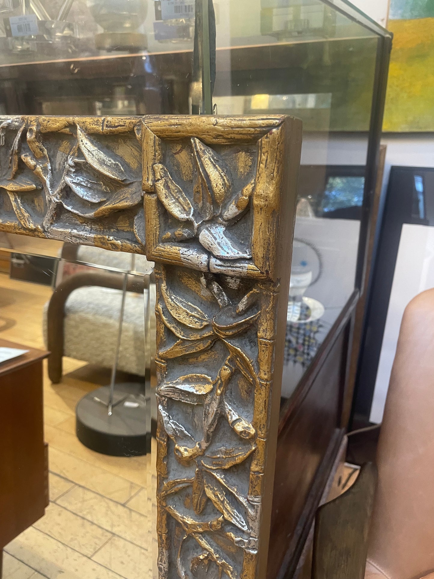 Vintage Mirror with Bamboo Pattern Frame