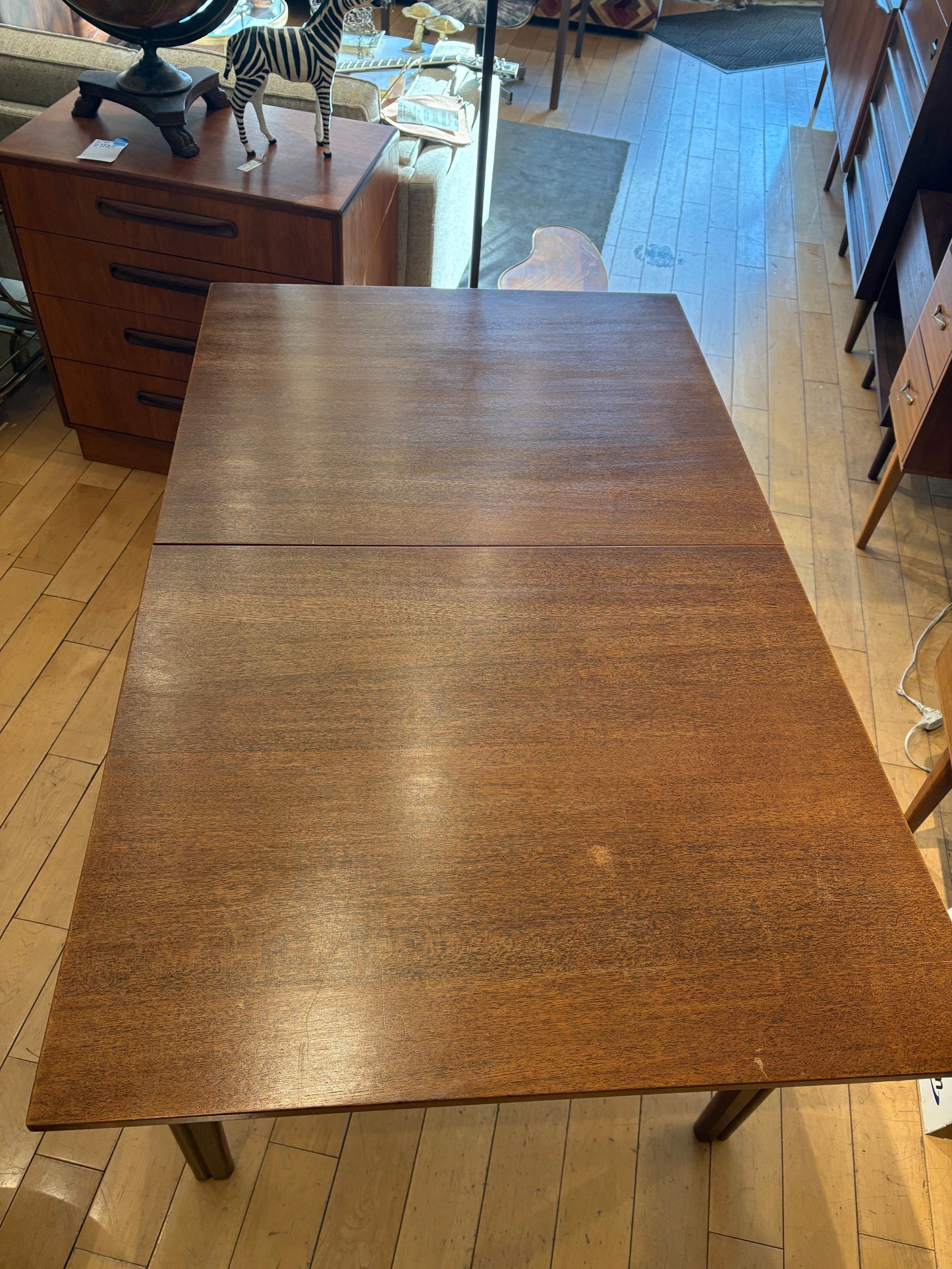 Teak Rectangular Dining Table with Inset Leaf