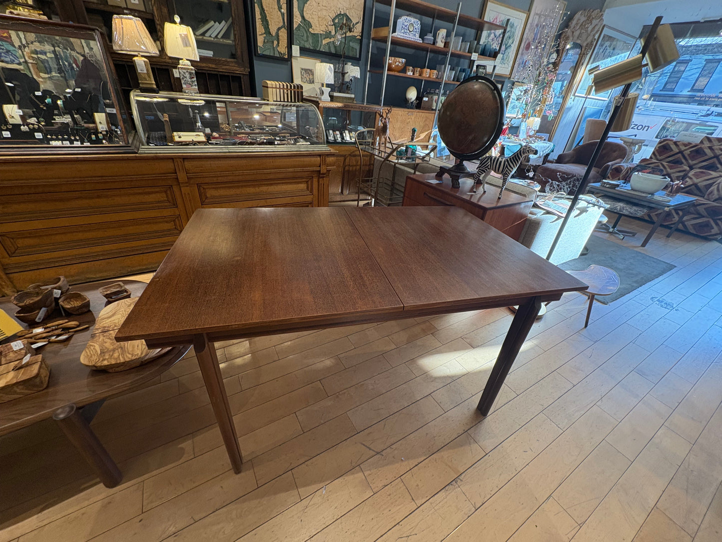 Teak Rectangular Dining Table with Inset Leaf