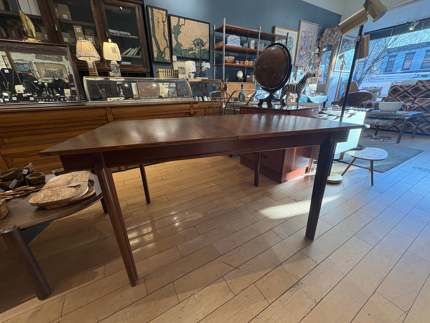 Teak Rectangular Dining Table with Inset Leaf